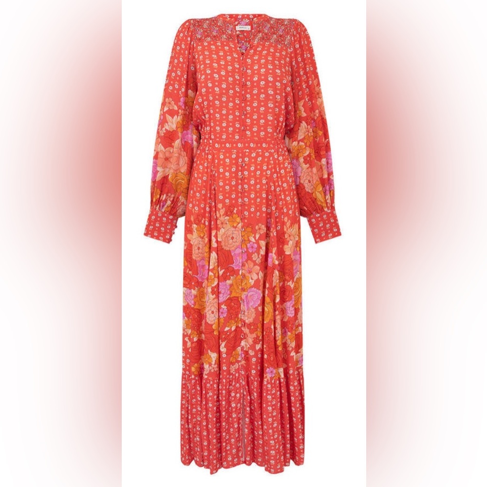 Spell Yellow Rose Gown Desert Rose Floral Button-Front Maxi Dress - Sz Small - Picture 2 of 13